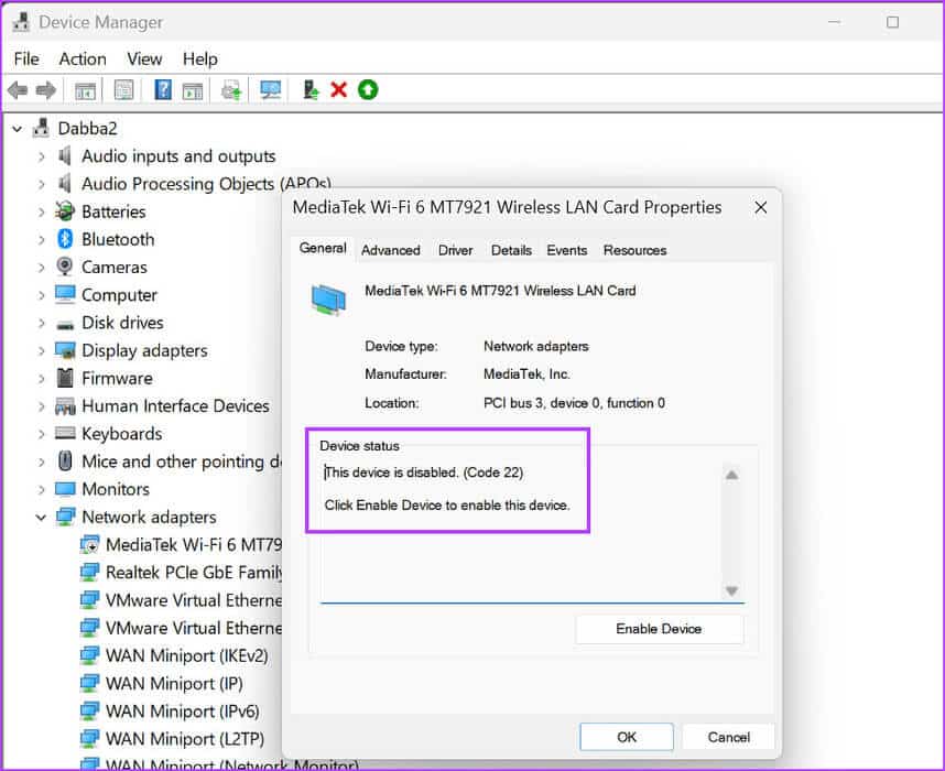 Check-WLAN-Adapter-In-Device-Manager أفضل 8 طرق لإصلاح خطأ "تعذر على Windows بدء تشغيل WLAN AutoConfig Service"
