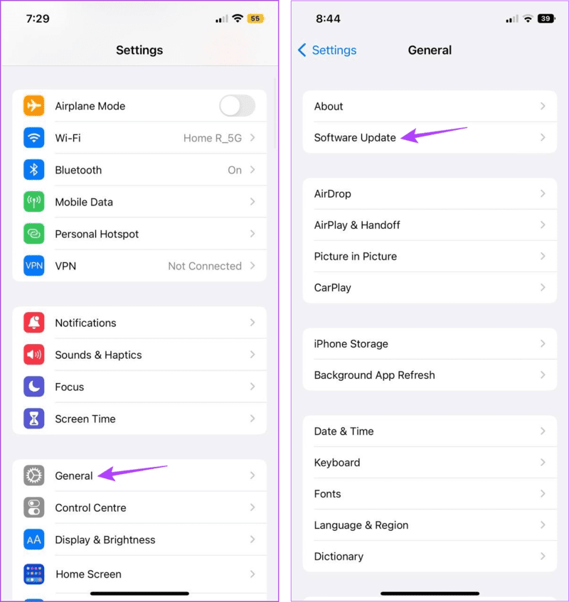 Check-for-iPhone-Software-Update 9 طرق لإصلاح مشكلة انخفاض مستوى صوت Apple Music على iPhone
