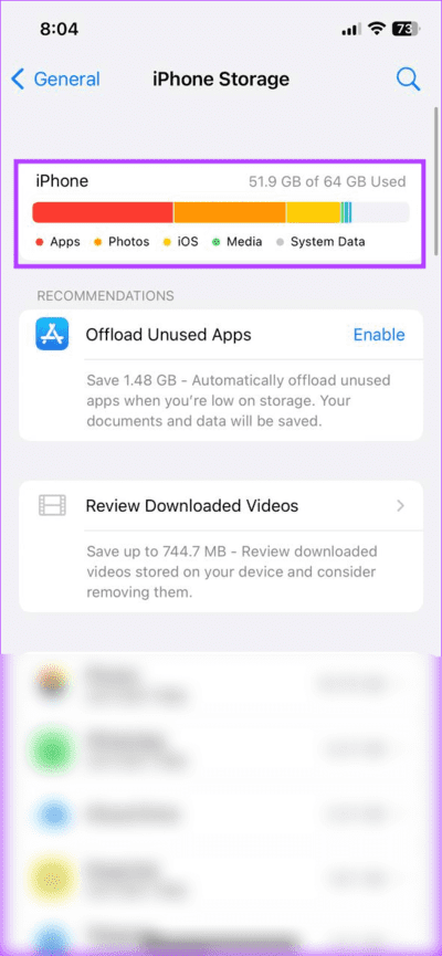 Check-iPhone-Storage-4 9 طرق لإصلاح ظهور خطأ "فشل الإرسال" في Snapchat  على Android و iPhone