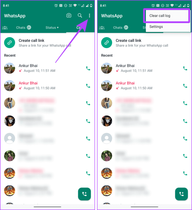Clear-Call-WhatsApp-Android-768x840-1 كيفية حذف سجل مكالمات WhatsApp على أجهزة Android وiOS