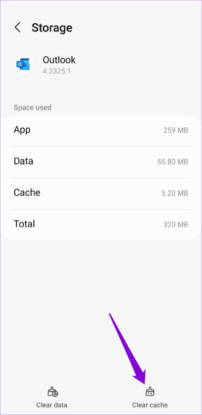 Clear-Outlook-App-Cache-on-Android-750x1536-1 أفضل 7 طرق لإصلاح عدم إرسال رسائل البريد الإلكتروني في Microsoft Outlook على Android و iPhone