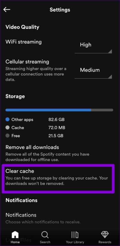 Clear-Spotify-Cache-on-Mobile-1-750x1536-1 أفضل 9 طرق لإصلاح خطأ "Spotify لا يمكنه تشغيل هذا الآن"