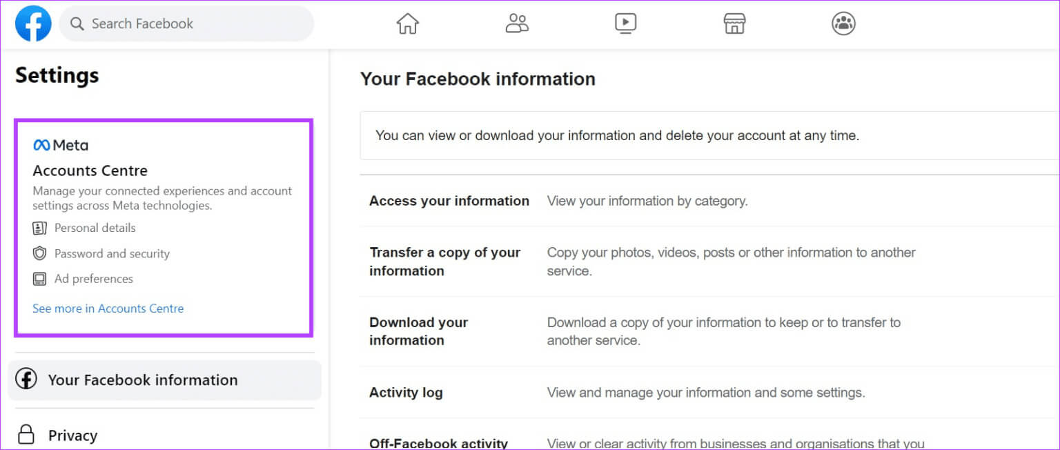 Click-on-Accounts-Centre-1536x652-1 كيفية تسجيل الخروج من Facebook و Messenger على جميع الأجهزة