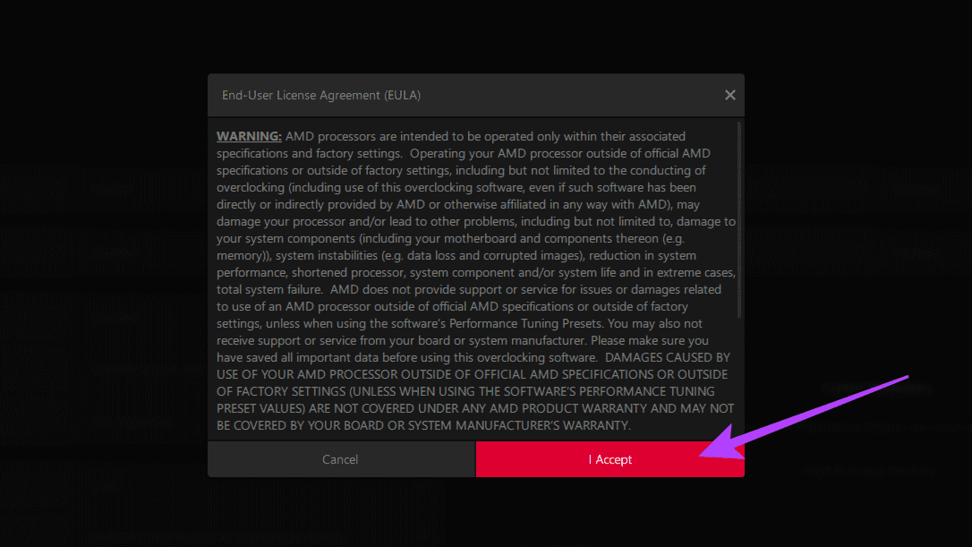Click-on-I-Accept-to-proceed كيفية رفع تردد التشغيل على الشاشة: NVIDIA و AMD و Intel GPUs