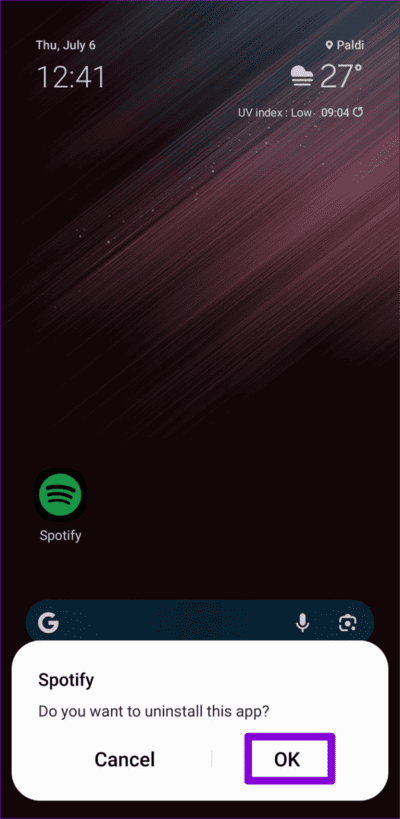 Confirm-Uninstall-Spotify-on-Android-750x1536-1 أفضل 9 طرق لإصلاح خطأ "Spotify لا يمكنه تشغيل هذا الآن"