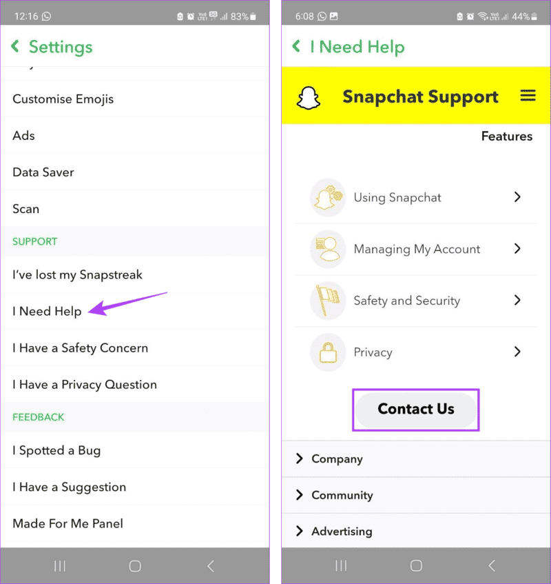 Contact-Snapchat-Support-1 8 طرق لإصلاح عدم عمل صوت Snapchat على التطبيق