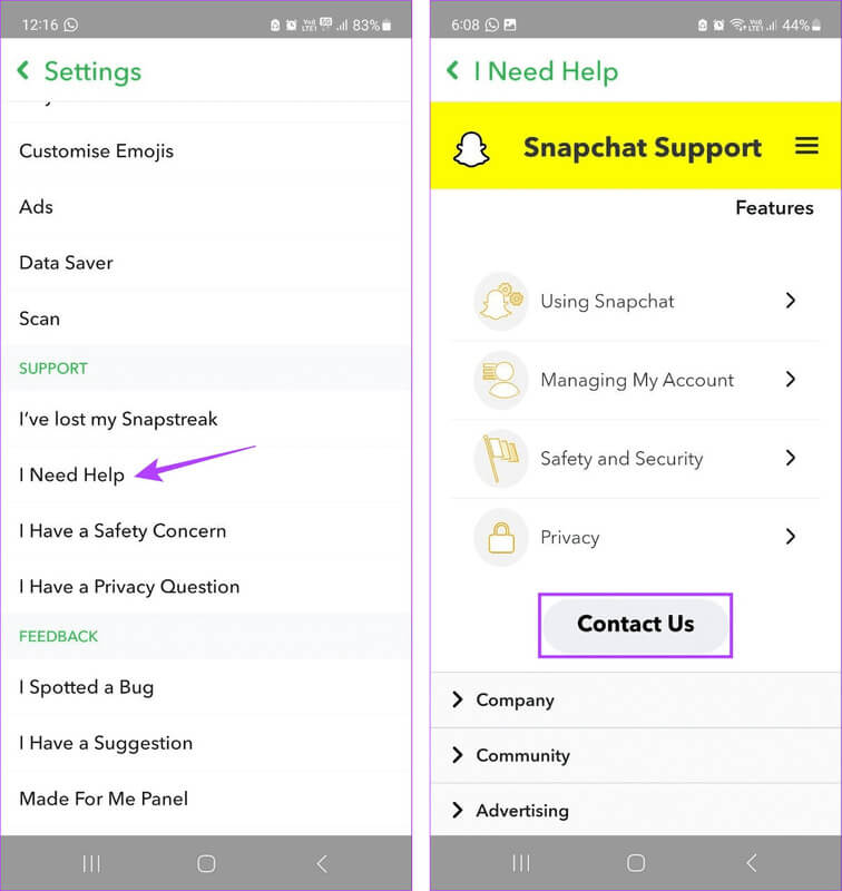 Contact-Snapchat-Support-2 كيفية استعادة Snapchat Streaks الخاص بك: دليل تفصيلي