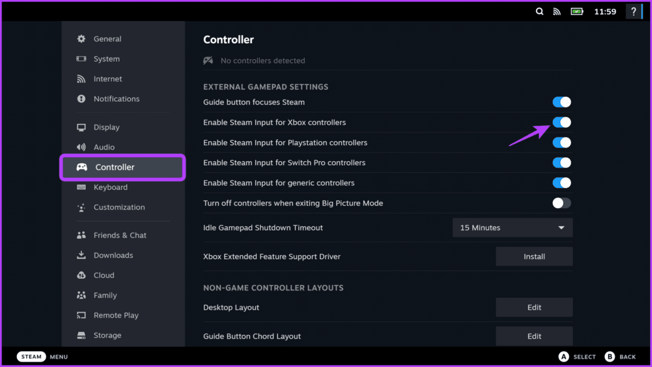 Controller-Type أفضل 7 طرق لإصلاح عدم التعرف على جهاز التحكم في Steam على Windows 11