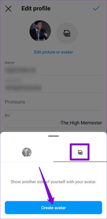 Create-Avatar-on-Instagram-500x1024-1 كيفية استخدام الصورة الرمزية أثناء مكالمات الفيديو على Instagram وFacebook Messenger