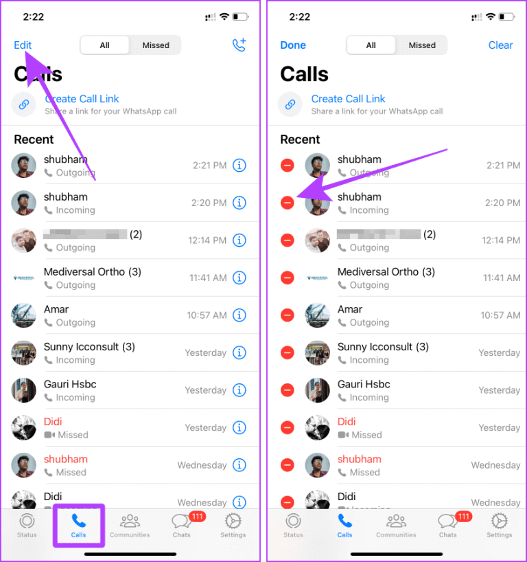 Delete-Items-from-Call-History-on-WhatsApp-iOS-768x818-1 كيفية حذف سجل مكالمات WhatsApp على أجهزة Android وiOS