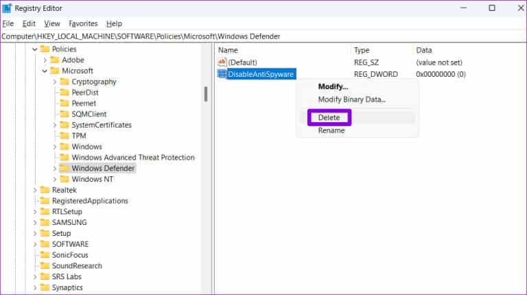 Delete-Registry-DWORD-768x430-1 لا يمكن تشغيل جدار حماية Windows؟ هنا هو الإصلاح