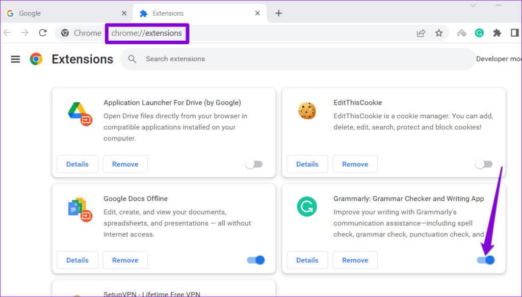 Disable-Extensions-in-Chrome-5-1024x583-1 أفضل 8 طرق لإصلاح عدم عمل التدقيق الإملائي في Gmail