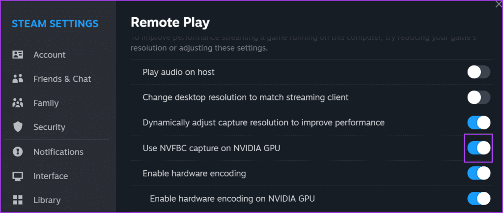 Disable-NVFBC-Capture-in-Steam-3-1024x433-1 أفضل 9 طرق لإصلاح عدم عمل NVIDIA GeForce Overlay على Windows