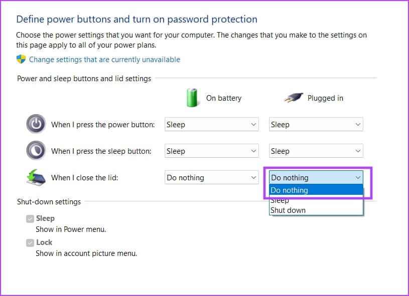 Do-Nothing-While-Plugged-in كيفية استخدام شاشة خارجية مع جهاز كمبيوتر محمول مغلق على نظام Windows