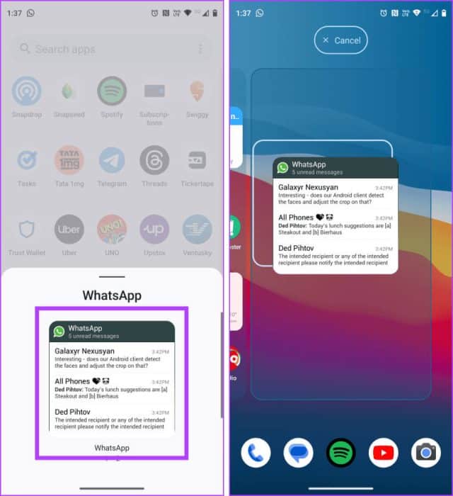 Drag-the-WhatsApp-Widget-to-Home-Screen-on-Android-e1692223397248 7 طرق لقراءة رسائل WhatsApp دون علم المرسل