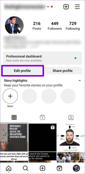 Edit-Profile-on-Instagram-500x1024-1 كيفية استخدام الصورة الرمزية أثناء مكالمات الفيديو على Instagram وFacebook Messenger