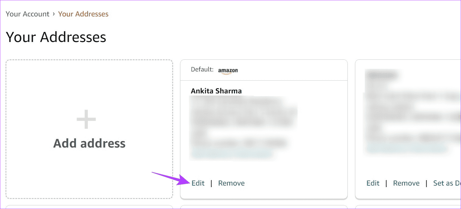 Edit-address-on-Amazon 9 طرق لإصلاح خطأ "لا يمكن شحن هذا العنصر" على Amazon
