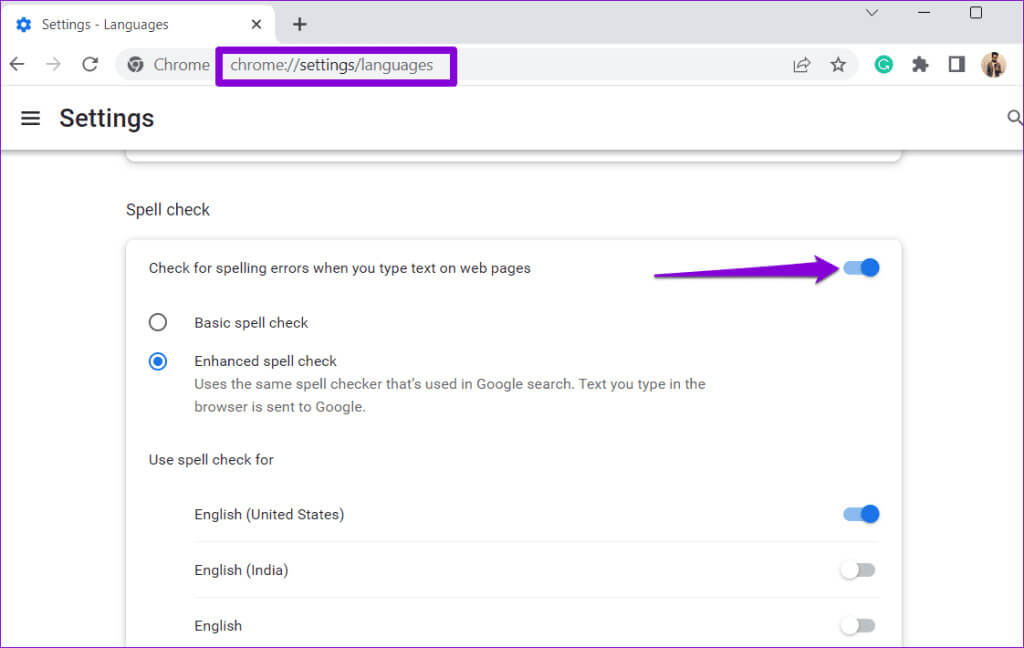 Enable-Spell-Check-in-Chrome-1024x648-1 أفضل 8 طرق لإصلاح عدم عمل التدقيق الإملائي في Gmail