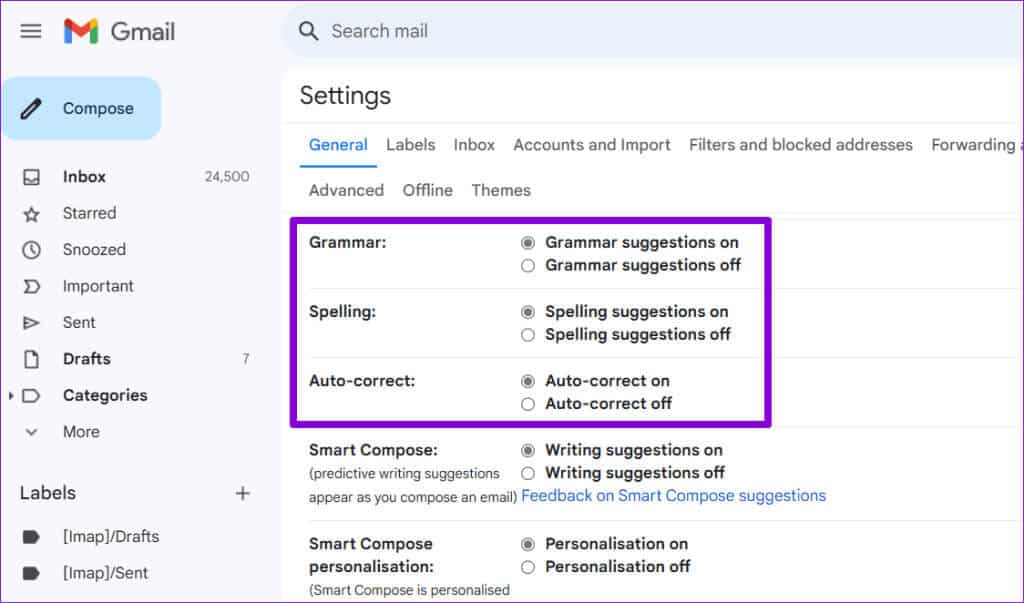 Enable-Spell-Check-in-Gmail-1024x603-1 أفضل 8 طرق لإصلاح عدم عمل التدقيق الإملائي في Gmail