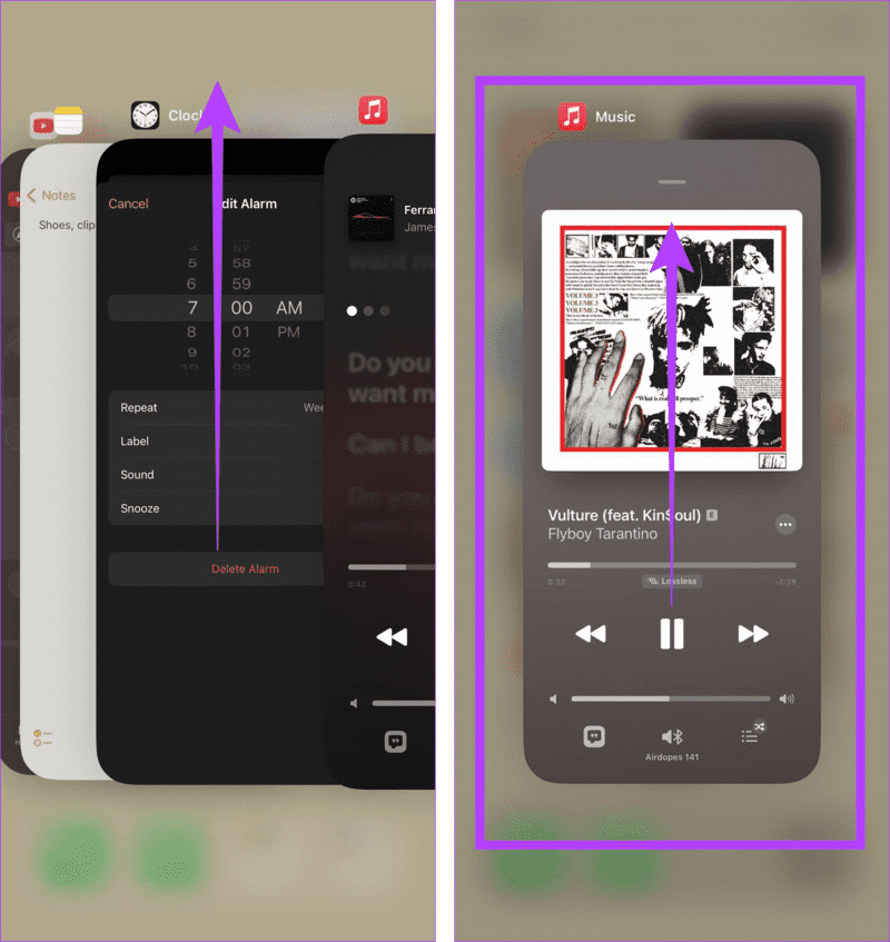 Force-Close-Background-Apps 9 طرق لإصلاح مشكلة انخفاض مستوى صوت Apple Music على iPhone