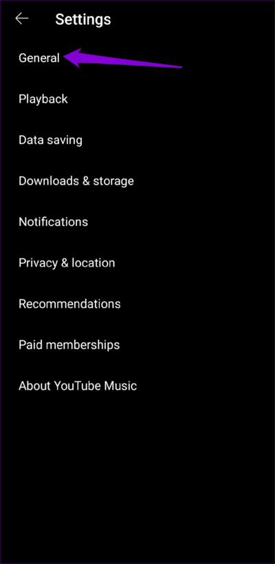 General-Options-in-YouTube-Music-App-750x1536-1 أفضل 8 طرق لإصلاح خطأ "الأغنية غير متوفرة" في YouTube Music لأجهزة Android و iPhone