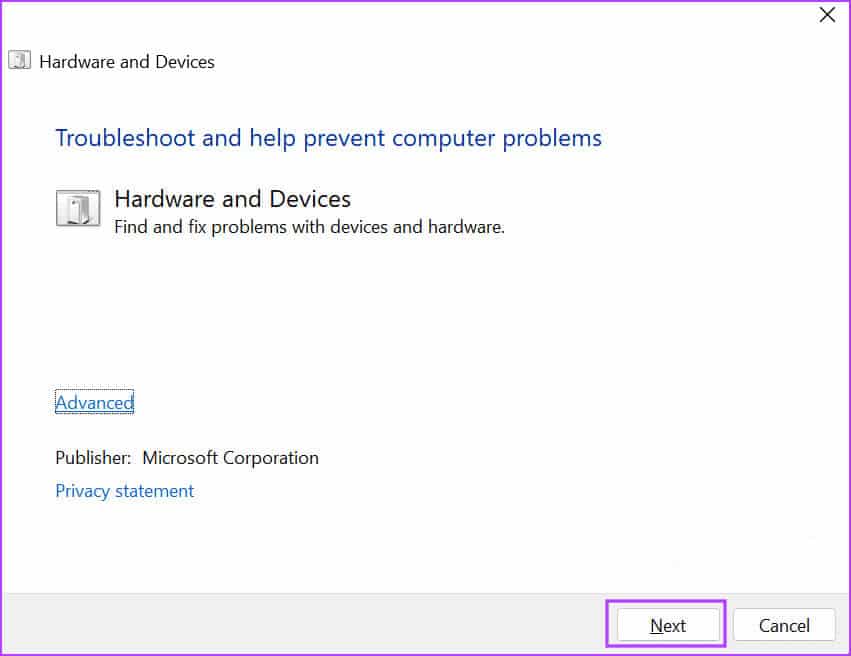 Hardware-Troubleshooter أفضل 7 طرق لإصلاح الخطأ "Page Fault in Nonpaged Area’" في Windows 10 وWindows 11