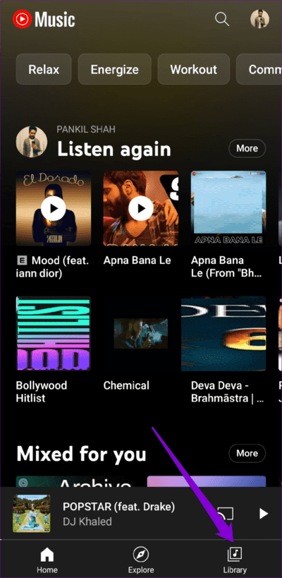 Library-Tab-in-YT-Music-App-750x1536-1 أفضل 8 طرق لإصلاح خطأ "الأغنية غير متوفرة" في YouTube Music لأجهزة Android و iPhone