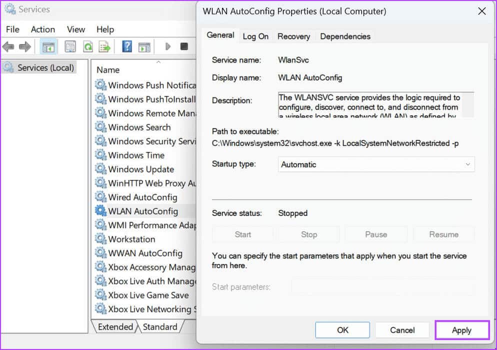 Manually-Tweak-the-Service-5 أفضل 8 طرق لإصلاح خطأ "تعذر على Windows بدء تشغيل WLAN AutoConfig Service"