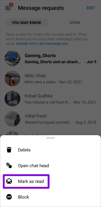Mark-Message-Requests-as-Read-in-Facebook-Messenger-App-750x1536-1 أفضل 7 طرق لإصلاح عدم إختفاء إشعار Facebook Messenger