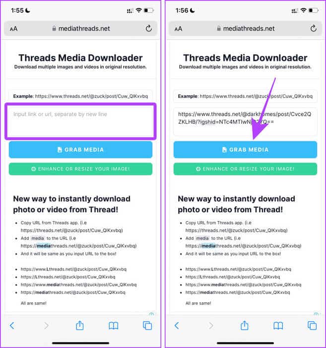 Mediathreads-website 5 طرق لتنزيل الصور ومقاطع الفيديو من Threads