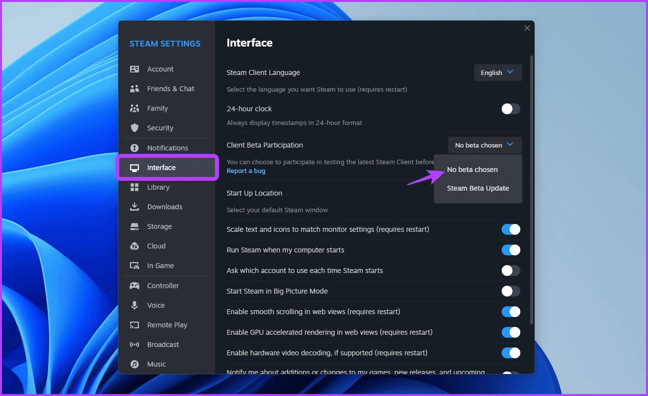 No-beta-chosen أفضل 7 طرق لإصلاح عدم التعرف على جهاز التحكم في Steam على Windows 11
