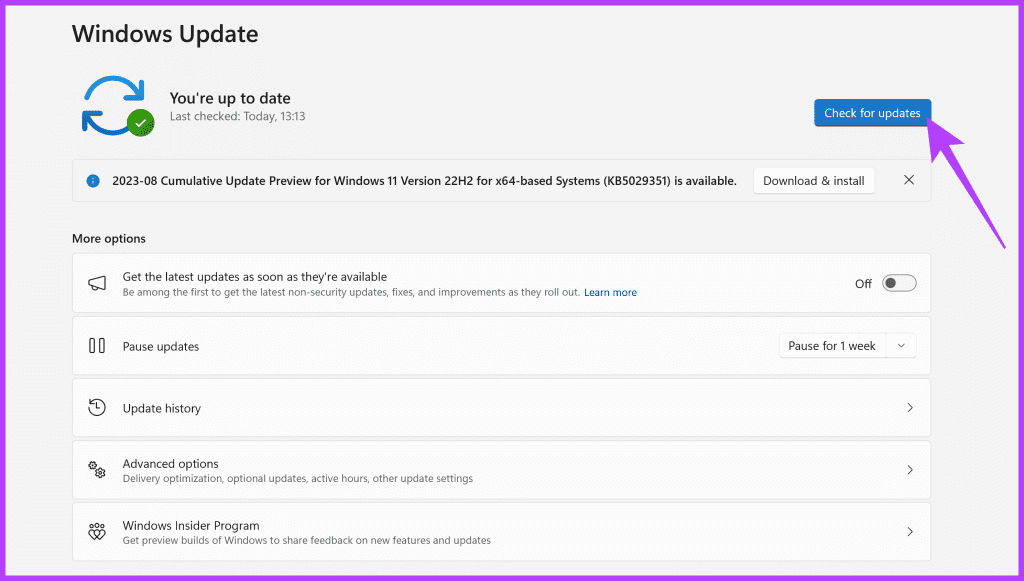 Now-click-on-Check-for-updates-1024x581-1 8 إصلاحات لتطبيق Xbox عالق في الخطأ "Few Things That Are Missing on This PC".