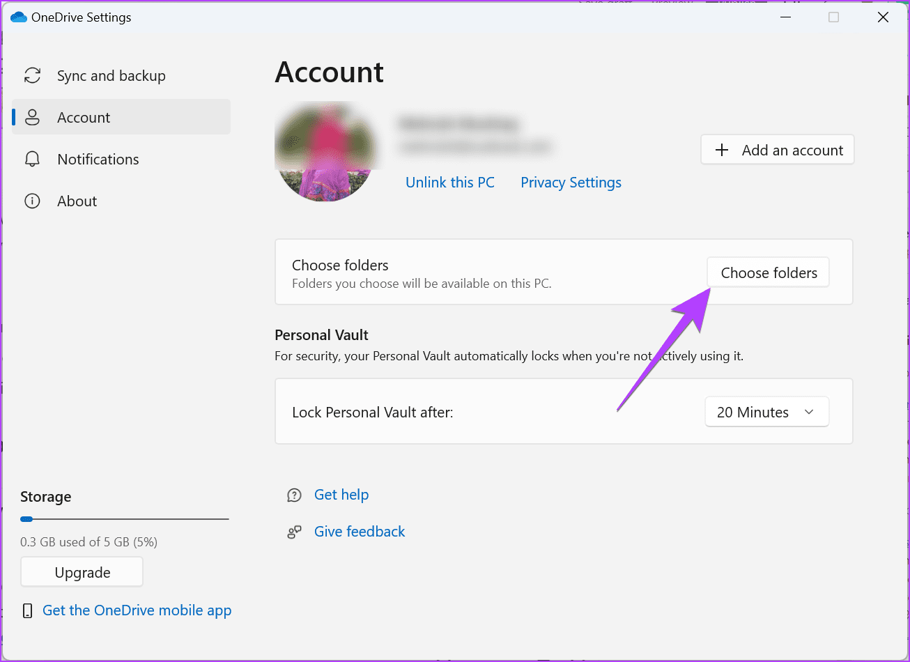 OneDrive-Account-Folders كيفية منع OneDrive من مزامنة المجلدات على Windows
