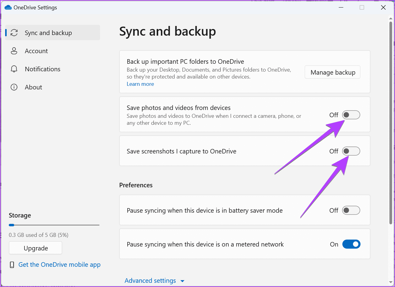 OneDrive-Sync-Off-for-Screenshots كيفية منع OneDrive من مزامنة المجلدات على Windows