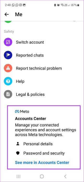 Open-Account-Center-on-Messenger كيفية تسجيل الخروج من Facebook و Messenger على جميع الأجهزة