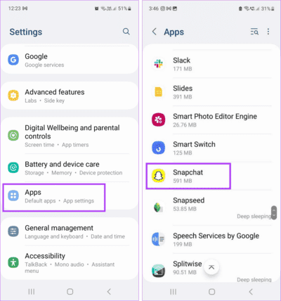 Open-Android-App-Settings-1916x2048-1 9 طرق لإصلاح ظهور خطأ "فشل الإرسال" في Snapchat  على Android و iPhone