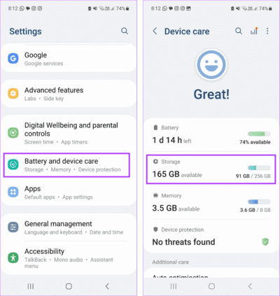 Open-Android-Storage-Settings 9 طرق لإصلاح ظهور خطأ "فشل الإرسال" في Snapchat  على Android و iPhone