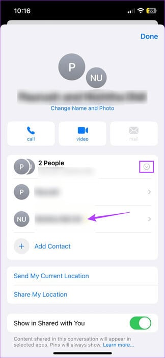 Open-Contact-Details كيفية حظر الدردشات الجماعية المزعجة على iPhone