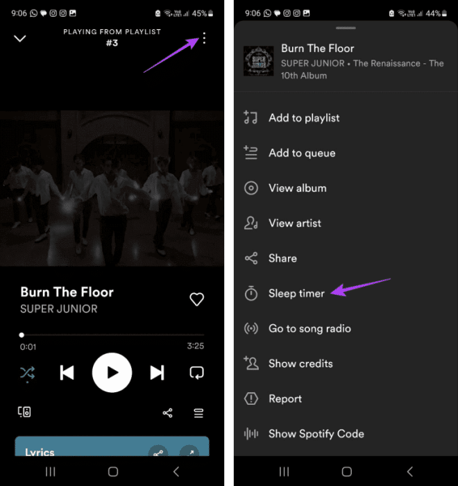 Open-Sleep-timer-settings-768x814-1-e1692695565308 8 طرق سهلة لإصلاح اختفاء أو عدم عمل Spotify Sleep Timer