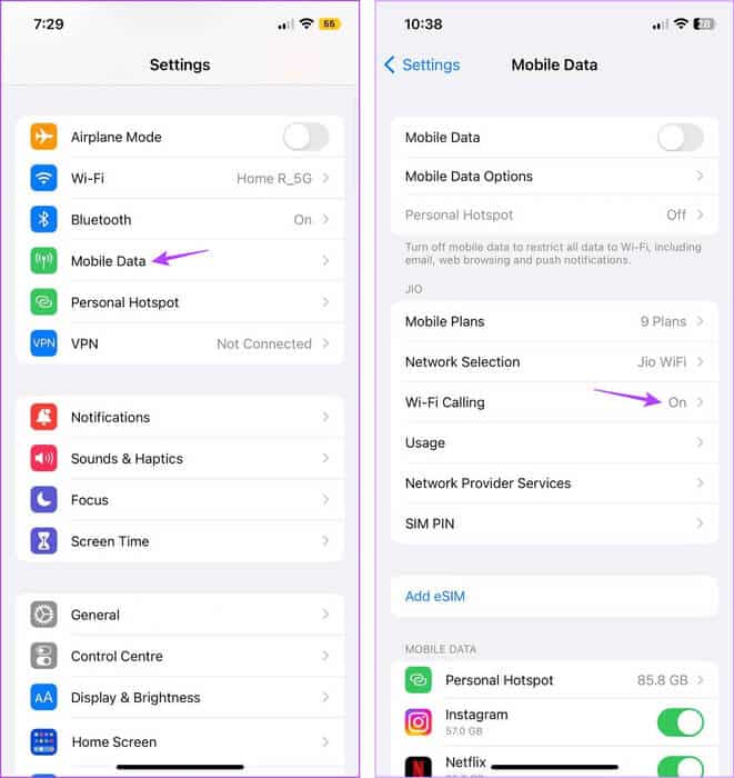 Open-Wi-Fi-Calling-Settings-1 كيفية إصلاح الصدى على iPhone أثناء المكالمات الصوتية أو FaceTime