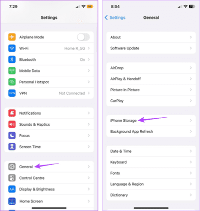 Open-iPhone-Storage-Settings 9 طرق لإصلاح ظهور خطأ "فشل الإرسال" في Snapchat  على Android و iPhone