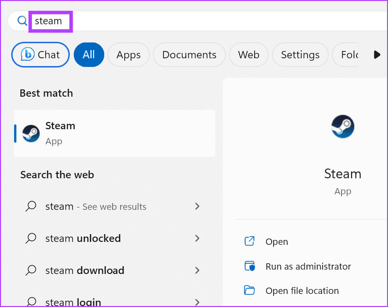 Open-steam-from-start أفضل 9 طرق لإصلاح عدم عمل NVIDIA GeForce Overlay على Windows