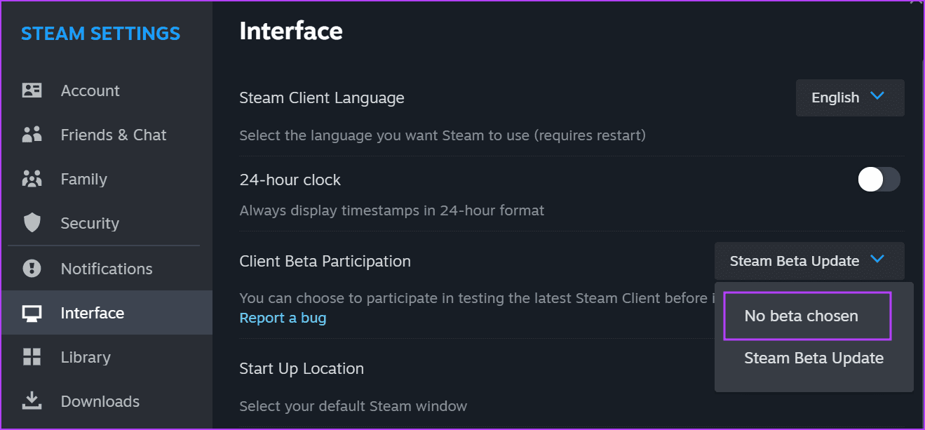 Opt-out-of-the-Beta-Program-2 أفضل 7 طرق لإصلاح لا يمكن الوصول إلى شبكة أصدقاء Steam على Windows