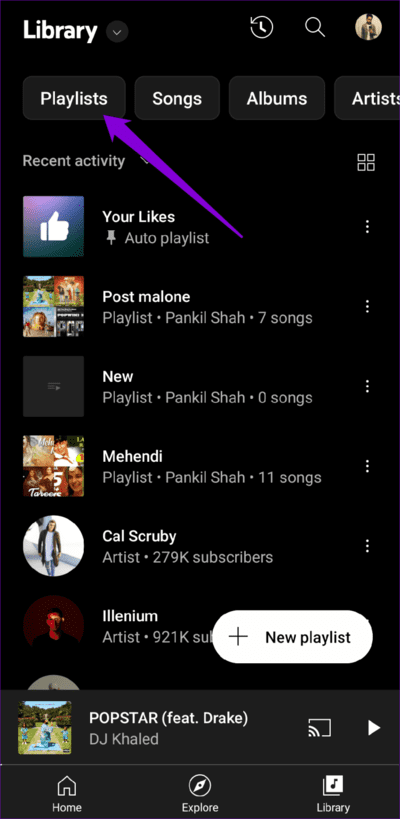 Playlists-in-YT-Music-App-750x1536-1 أفضل 8 طرق لإصلاح خطأ "الأغنية غير متوفرة" في YouTube Music لأجهزة Android و iPhone