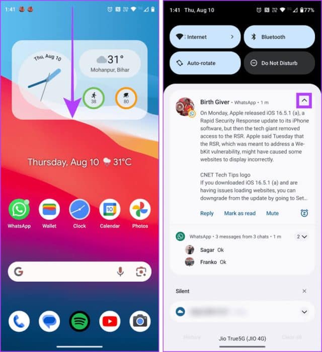 Read-WhatsApp-Messages-from-Notification-on-Android-e1692223185949 7 طرق لقراءة رسائل WhatsApp دون علم المرسل