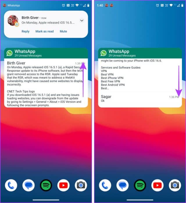 Reading-WhatsApp-messages-from-Widget-on-Android-e1692223412310 7 طرق لقراءة رسائل WhatsApp دون علم المرسل