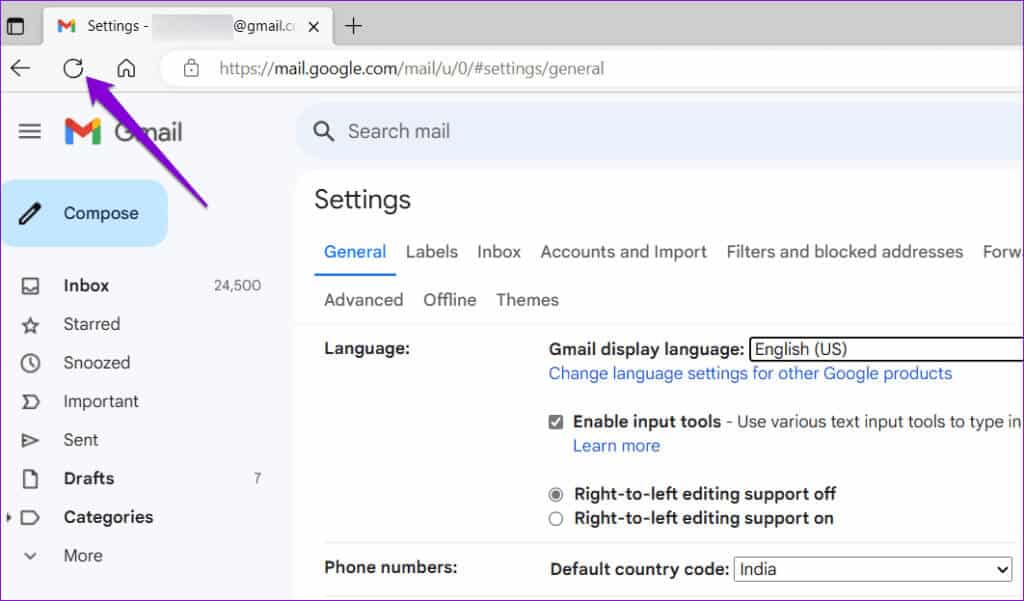 Refresh-the-Webpage-1024x601-1 أفضل 8 طرق لإصلاح عدم عمل التدقيق الإملائي في Gmail