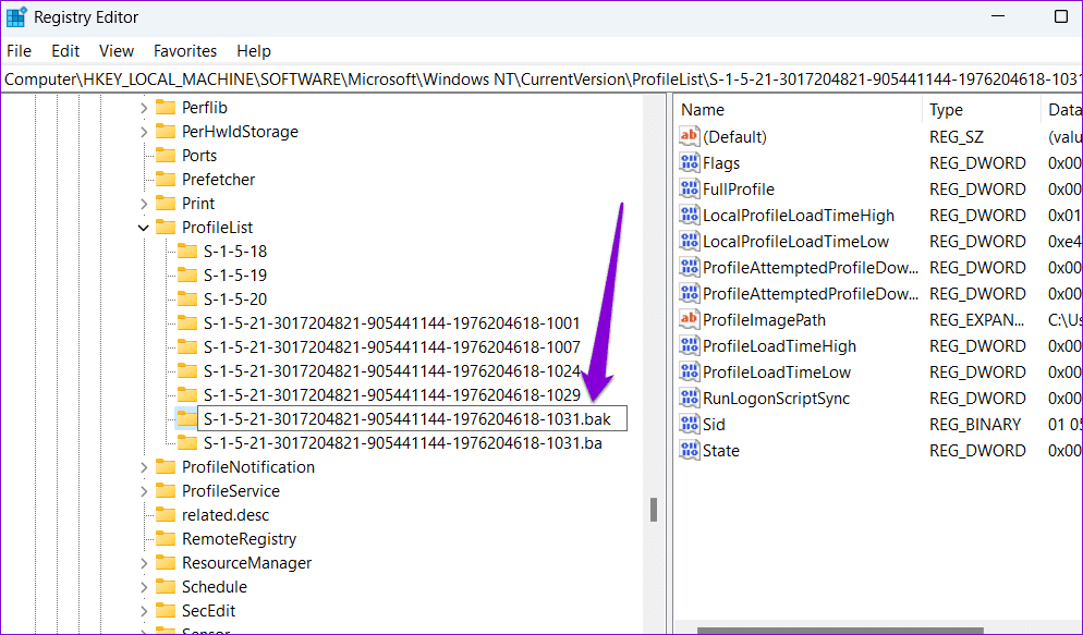 Rename-a-Key-in-Registry أهم 5 إصلاحات لخطأ "فشلت خدمة ملف تعريف المستخدم في تسجيل الدخول" في Windows 11