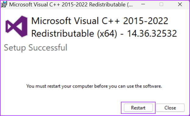 Repair-Visual-C-Redistributable-Installation-6 أفضل 9 طرق لإصلاح عدم عمل NVIDIA GeForce Overlay على Windows