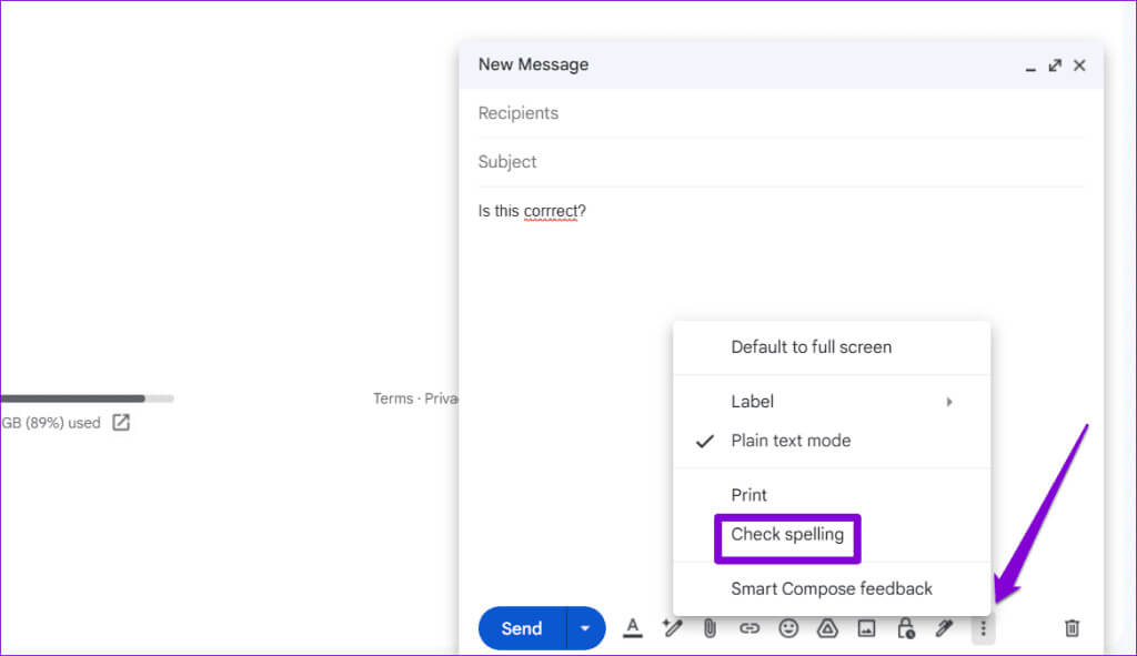 Run-Gmail-Spell-Check-Manually-1024x591-1 أفضل 8 طرق لإصلاح عدم عمل التدقيق الإملائي في Gmail